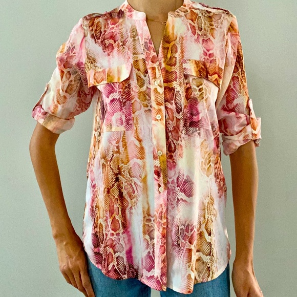 Calvin Klein Ladies Snake print Blouse size XS - Picture 8 of 13